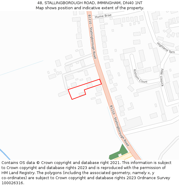 48, STALLINGBOROUGH ROAD, IMMINGHAM, DN40 1NT: Location map and indicative extent of plot