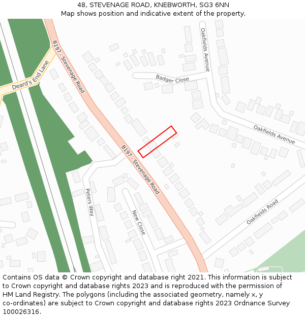 48, STEVENAGE ROAD, KNEBWORTH, SG3 6NN: Location map and indicative extent of plot