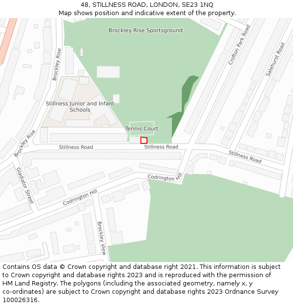 48, STILLNESS ROAD, LONDON, SE23 1NQ: Location map and indicative extent of plot