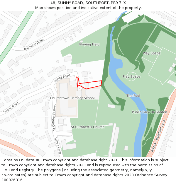 48, SUNNY ROAD, SOUTHPORT, PR9 7LX: Location map and indicative extent of plot