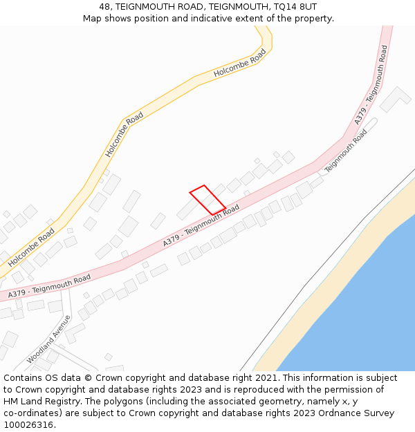 48, TEIGNMOUTH ROAD, TEIGNMOUTH, TQ14 8UT: Location map and indicative extent of plot