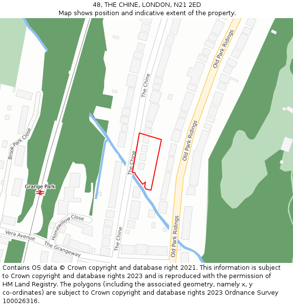 48, THE CHINE, LONDON, N21 2ED: Location map and indicative extent of plot