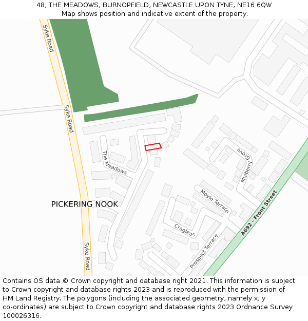 48, THE MEADOWS, BURNOPFIELD, NEWCASTLE UPON TYNE, NE16 6QW: Location map and indicative extent of plot