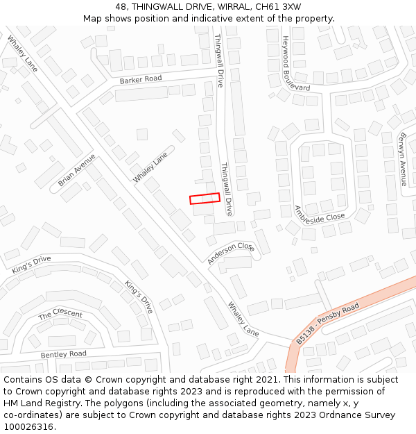 48, THINGWALL DRIVE, WIRRAL, CH61 3XW: Location map and indicative extent of plot