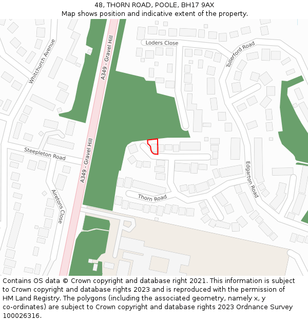 48, THORN ROAD, POOLE, BH17 9AX: Location map and indicative extent of plot