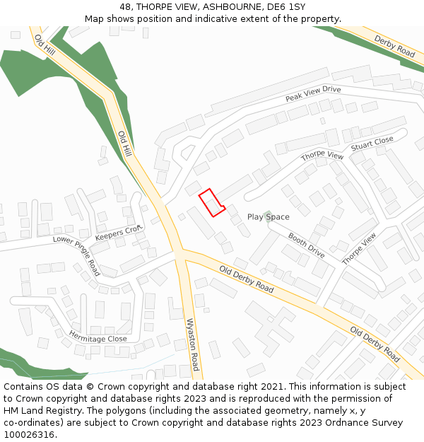 48, THORPE VIEW, ASHBOURNE, DE6 1SY: Location map and indicative extent of plot