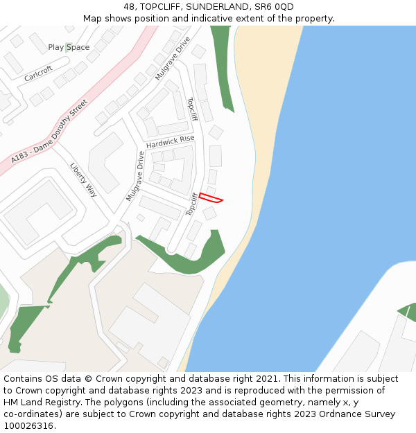 48, TOPCLIFF, SUNDERLAND, SR6 0QD: Location map and indicative extent of plot