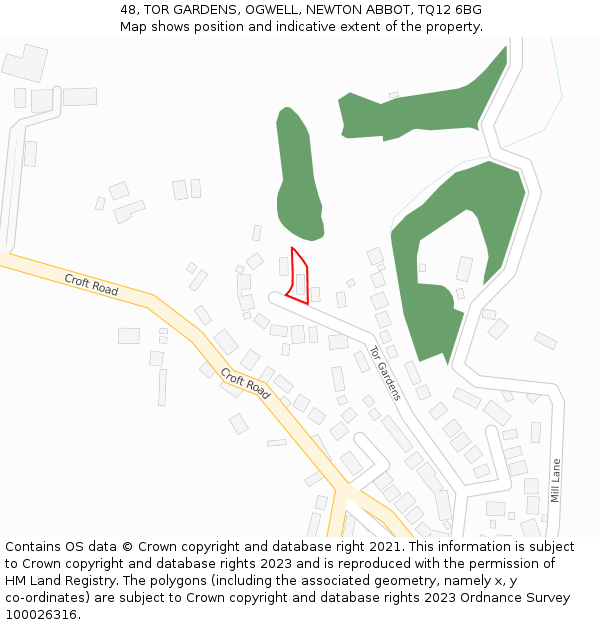 48, TOR GARDENS, OGWELL, NEWTON ABBOT, TQ12 6BG: Location map and indicative extent of plot