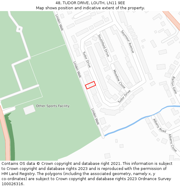 48, TUDOR DRIVE, LOUTH, LN11 9EE: Location map and indicative extent of plot