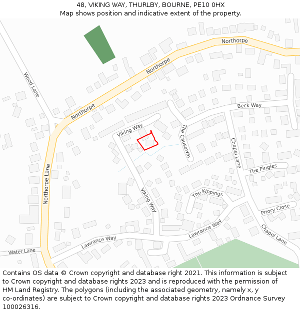 48, VIKING WAY, THURLBY, BOURNE, PE10 0HX: Location map and indicative extent of plot