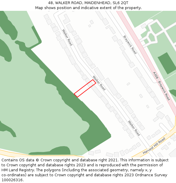 48, WALKER ROAD, MAIDENHEAD, SL6 2QT: Location map and indicative extent of plot
