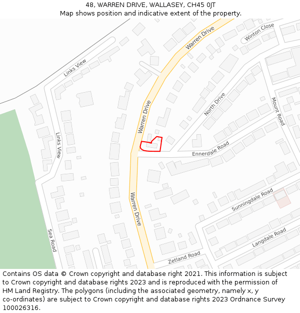 48, WARREN DRIVE, WALLASEY, CH45 0JT: Location map and indicative extent of plot