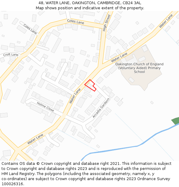 48, WATER LANE, OAKINGTON, CAMBRIDGE, CB24 3AL: Location map and indicative extent of plot