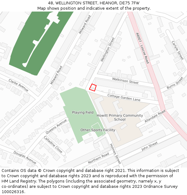 48, WELLINGTON STREET, HEANOR, DE75 7FW: Location map and indicative extent of plot