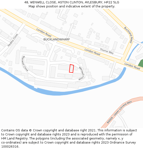 48, WENWELL CLOSE, ASTON CLINTON, AYLESBURY, HP22 5LG: Location map and indicative extent of plot