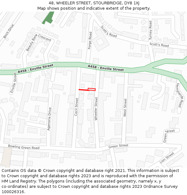 48, WHEELER STREET, STOURBRIDGE, DY8 1XJ: Location map and indicative extent of plot