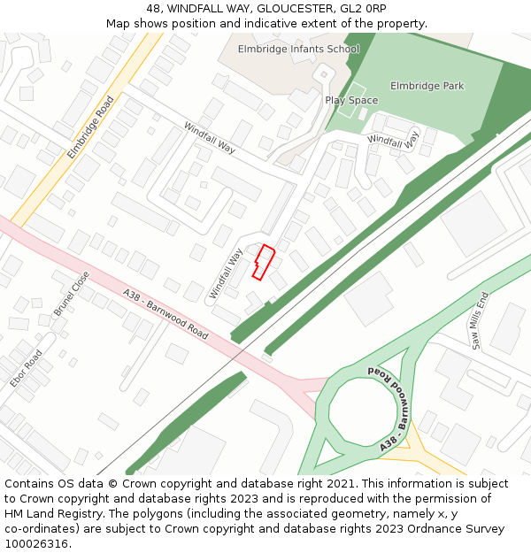 48, WINDFALL WAY, GLOUCESTER, GL2 0RP: Location map and indicative extent of plot