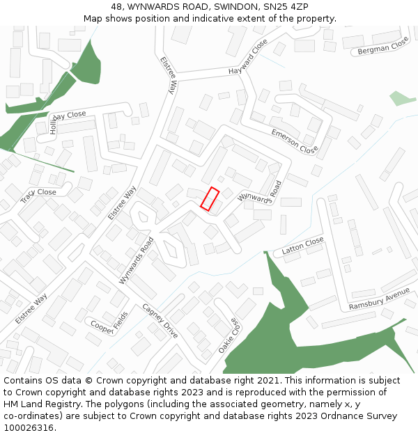 48, WYNWARDS ROAD, SWINDON, SN25 4ZP: Location map and indicative extent of plot