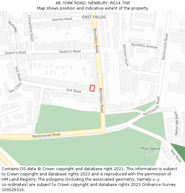 48, YORK ROAD, NEWBURY, RG14 7NR: Location map and indicative extent of plot