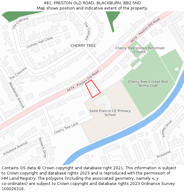481, PRESTON OLD ROAD, BLACKBURN, BB2 5ND: Location map and indicative extent of plot