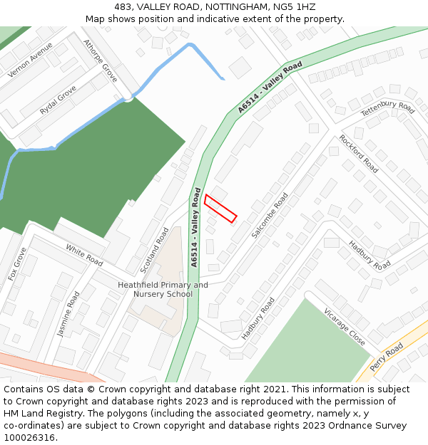483, VALLEY ROAD, NOTTINGHAM, NG5 1HZ: Location map and indicative extent of plot