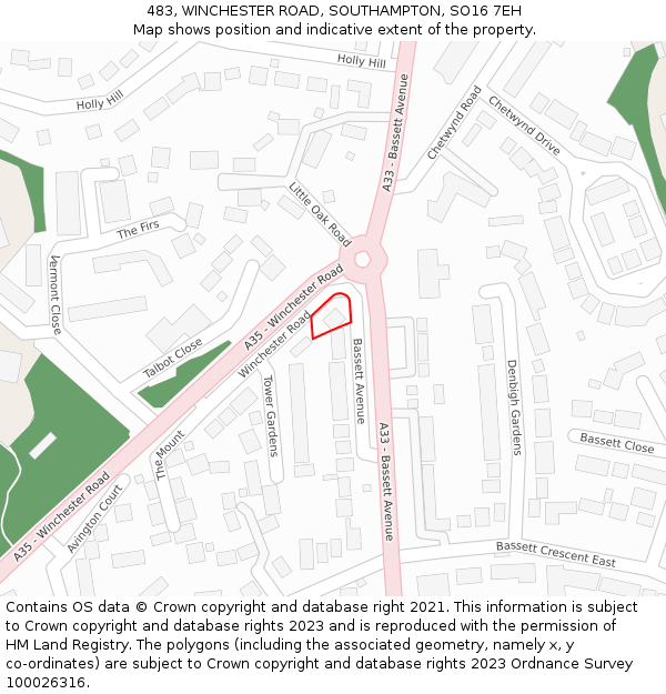 483, WINCHESTER ROAD, SOUTHAMPTON, SO16 7EH: Location map and indicative extent of plot