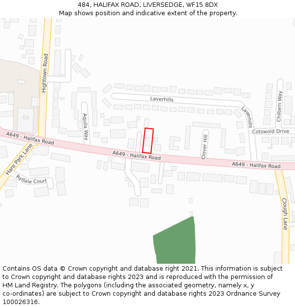 484, HALIFAX ROAD, LIVERSEDGE, WF15 8DX: Location map and indicative extent of plot