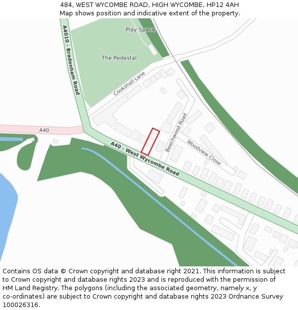 484, WEST WYCOMBE ROAD, HIGH WYCOMBE, HP12 4AH: Location map and indicative extent of plot