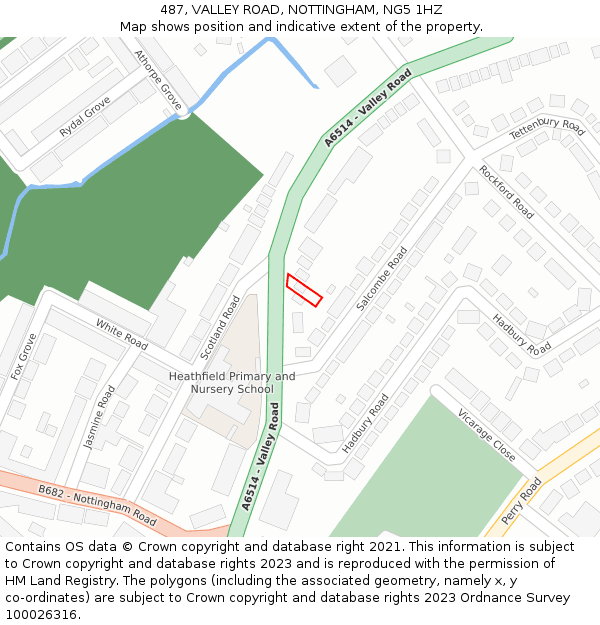 487, VALLEY ROAD, NOTTINGHAM, NG5 1HZ: Location map and indicative extent of plot