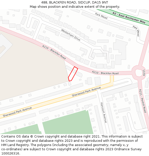 488, BLACKFEN ROAD, SIDCUP, DA15 9NT: Location map and indicative extent of plot