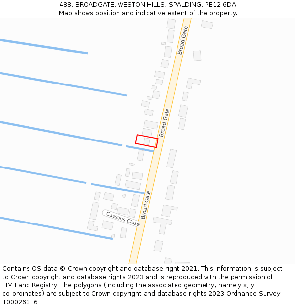 488, BROADGATE, WESTON HILLS, SPALDING, PE12 6DA: Location map and indicative extent of plot