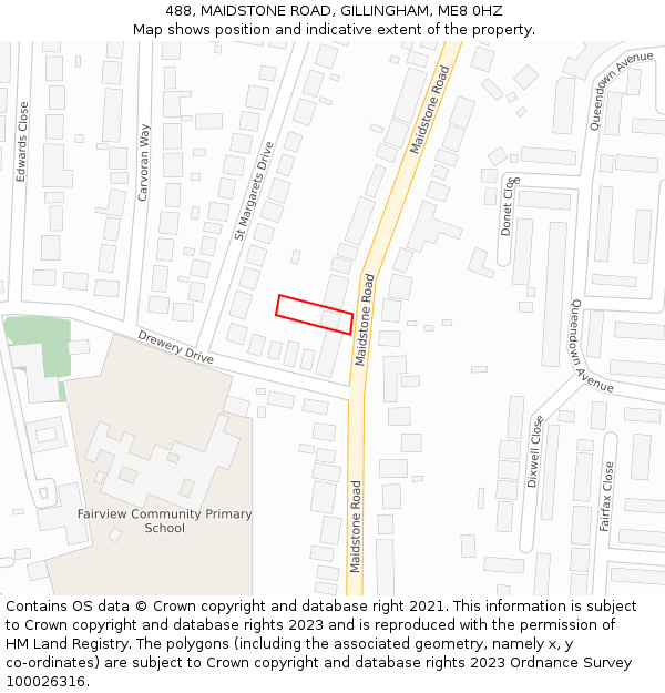 488, MAIDSTONE ROAD, GILLINGHAM, ME8 0HZ: Location map and indicative extent of plot