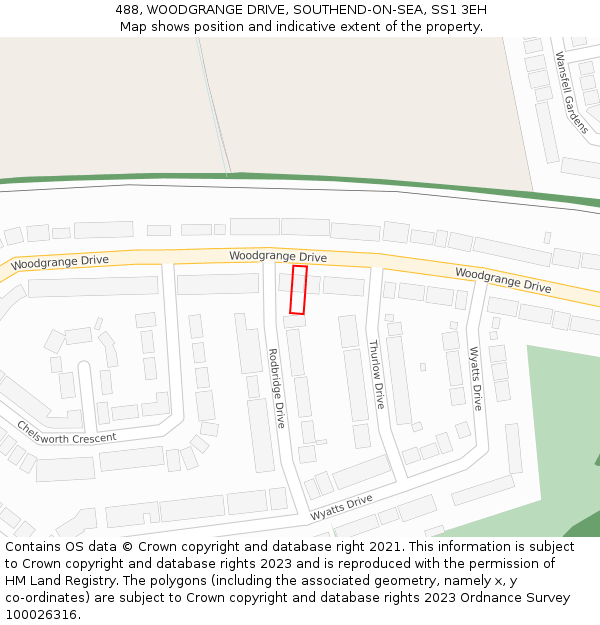 488, WOODGRANGE DRIVE, SOUTHEND-ON-SEA, SS1 3EH: Location map and indicative extent of plot