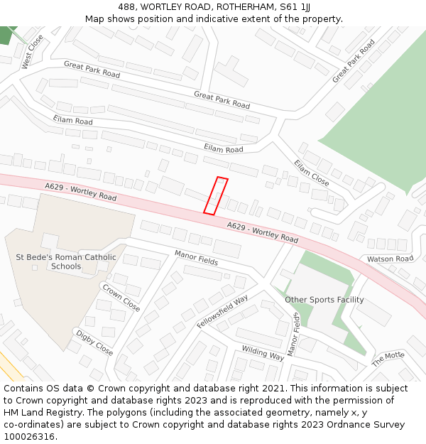 488, WORTLEY ROAD, ROTHERHAM, S61 1JJ: Location map and indicative extent of plot