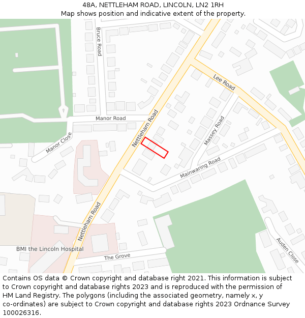 48A, NETTLEHAM ROAD, LINCOLN, LN2 1RH: Location map and indicative extent of plot