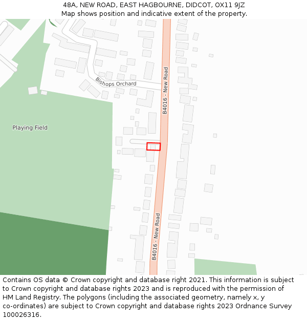 48A, NEW ROAD, EAST HAGBOURNE, DIDCOT, OX11 9JZ: Location map and indicative extent of plot