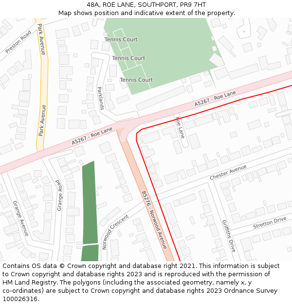 48A, ROE LANE, SOUTHPORT, PR9 7HT: Location map and indicative extent of plot