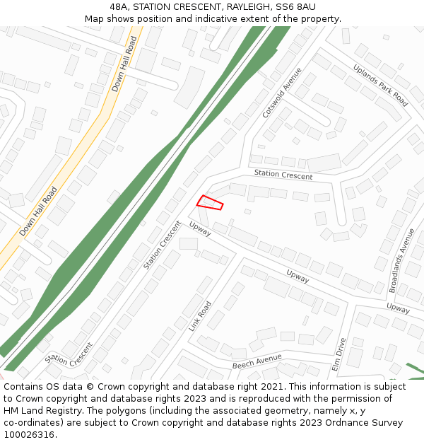 48A, STATION CRESCENT, RAYLEIGH, SS6 8AU: Location map and indicative extent of plot