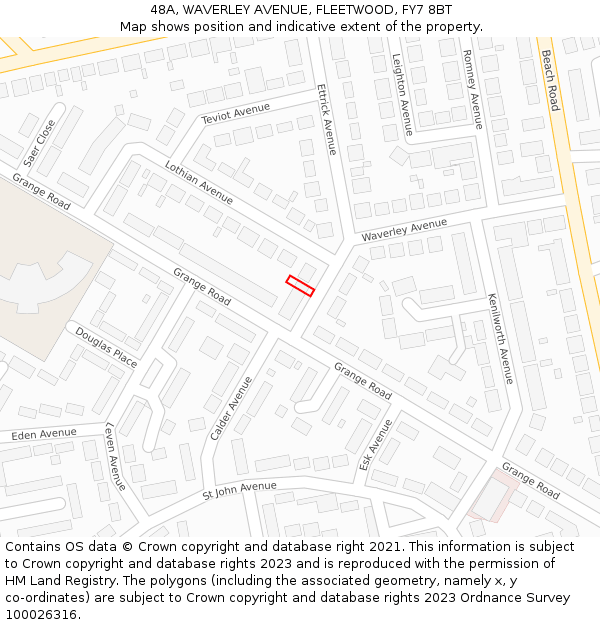 48A, WAVERLEY AVENUE, FLEETWOOD, FY7 8BT: Location map and indicative extent of plot