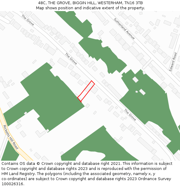 48C, THE GROVE, BIGGIN HILL, WESTERHAM, TN16 3TB: Location map and indicative extent of plot