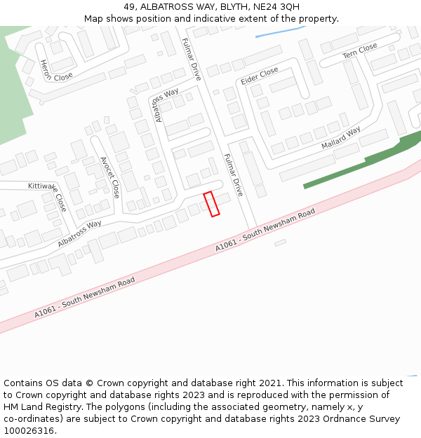 49, ALBATROSS WAY, BLYTH, NE24 3QH: Location map and indicative extent of plot