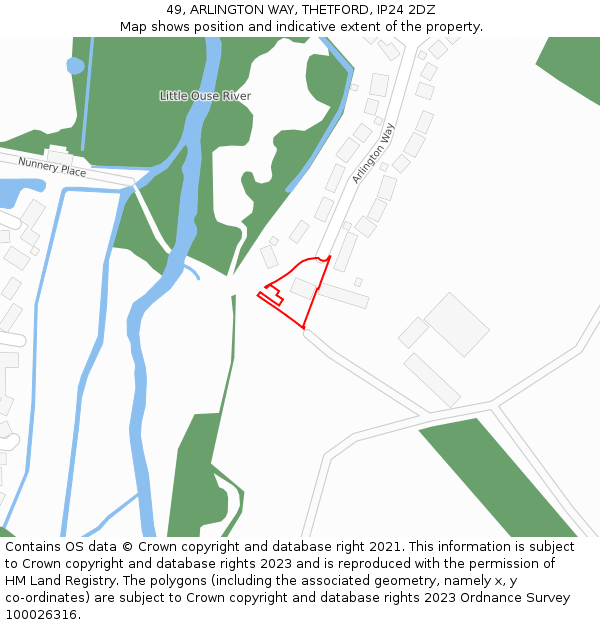 49, ARLINGTON WAY, THETFORD, IP24 2DZ: Location map and indicative extent of plot