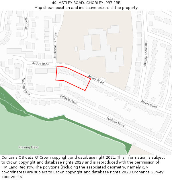 49, ASTLEY ROAD, CHORLEY, PR7 1RR: Location map and indicative extent of plot