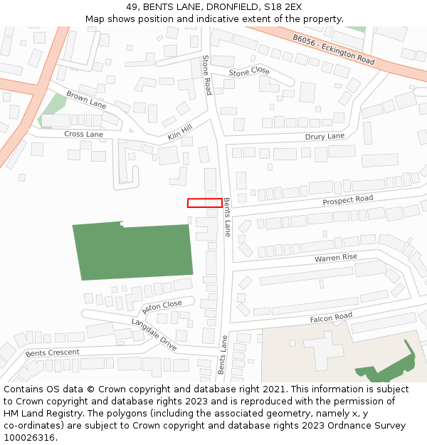 49, BENTS LANE, DRONFIELD, S18 2EX: Location map and indicative extent of plot
