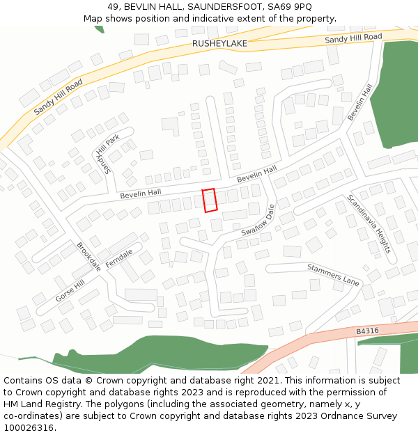 49, BEVLIN HALL, SAUNDERSFOOT, SA69 9PQ: Location map and indicative extent of plot
