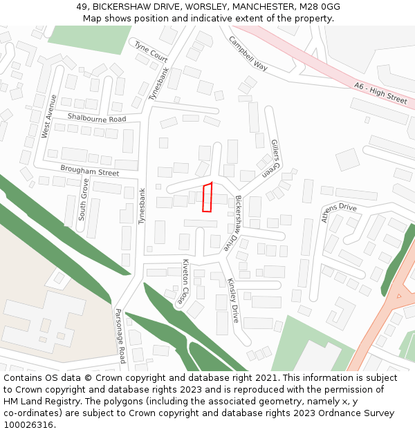 49, BICKERSHAW DRIVE, WORSLEY, MANCHESTER, M28 0GG: Location map and indicative extent of plot