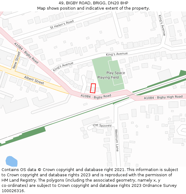 49, BIGBY ROAD, BRIGG, DN20 8HP: Location map and indicative extent of plot