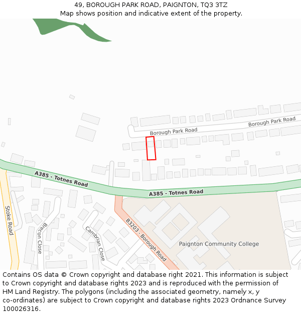 49, BOROUGH PARK ROAD, PAIGNTON, TQ3 3TZ: Location map and indicative extent of plot