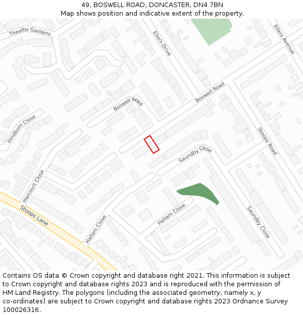 49, BOSWELL ROAD, DONCASTER, DN4 7BN: Location map and indicative extent of plot