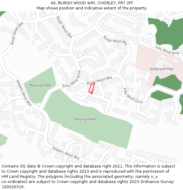 49, BURGH WOOD WAY, CHORLEY, PR7 2FF: Location map and indicative extent of plot